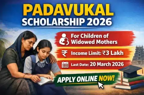 Padavukal Scholarship 2026 (Kerala): Last Date, Eligibility, Benefits, Apply Online Padavukal Scholarship 2026 in Kerala for children of widowed mothers showing income limit and last date