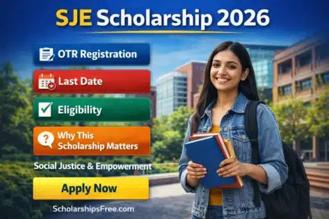 SJE Scholarship 2026: Last Date, Eligibility, OTR Registration, Documents & Why This Scholarship Matters SJE Scholarship 2026 official banner showing OTR Registration, last date, eligibility, and apply now option by Social Justice and Empowerment for Indian students