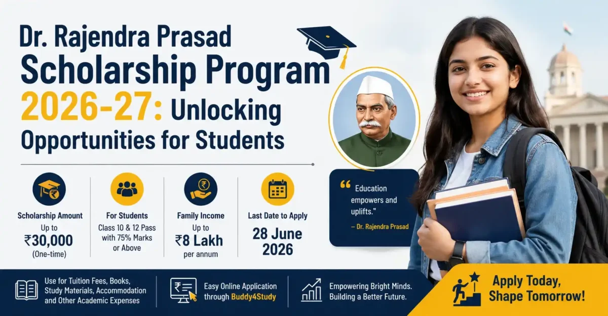 Dr. Rajendra Prasad Scholarship Program 2026-27: Unlocking Opportunities for Students Dr. Rajendra Prasad Scholarship Program 2026-27