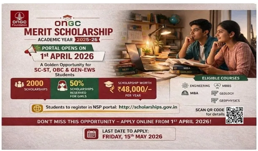 ONGC Merit Scholarship Scheme 2026 – A Comprehensive Guide for SC/ST/OBC/EWS Students ONGC Merit Scholarship Scheme 2026